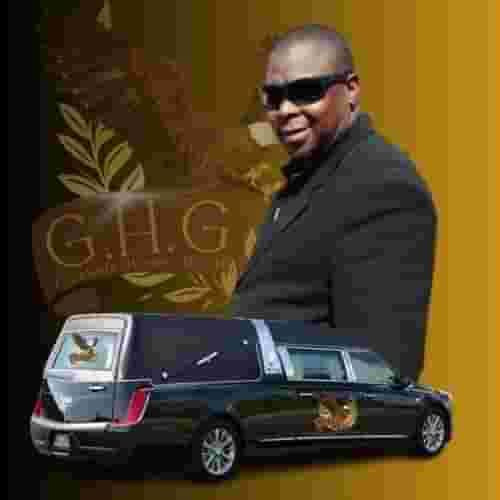 G.H.G. founder with the company hearse